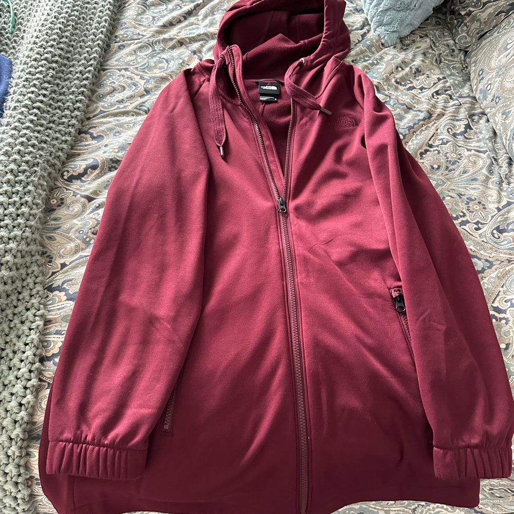 Women”s North Face zip up tunic sweatshirt